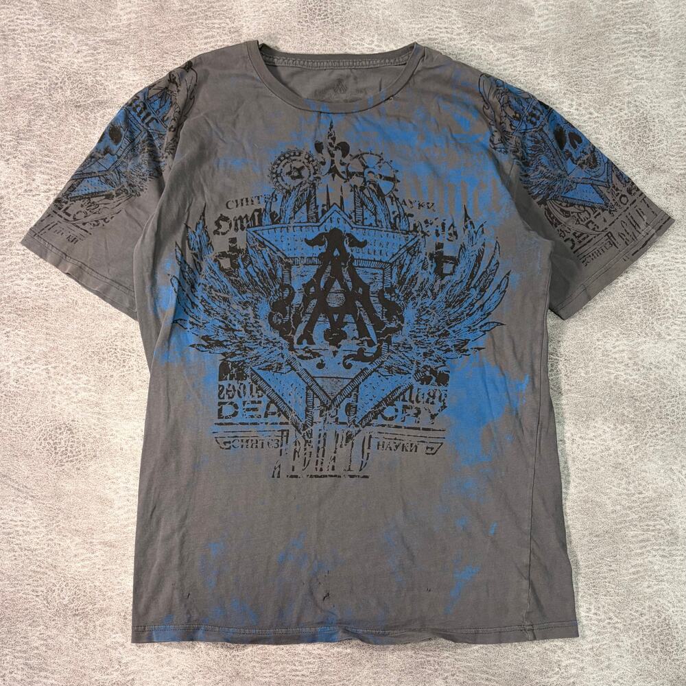 Gray Archaic Y2k Graphic Tee